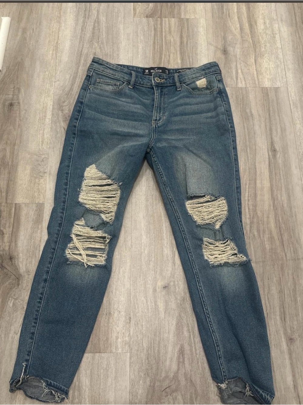 Hollister Distressed Dark Blue Boyfriend Jeans